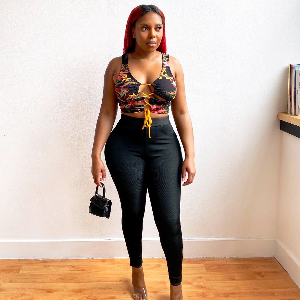 High Waist Bandage Pants in Black